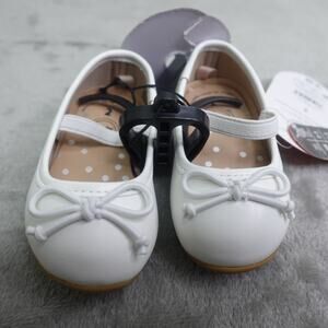 Wonder Nation Toddler Girls Size 3 Bow Ballet Flat Shoes White